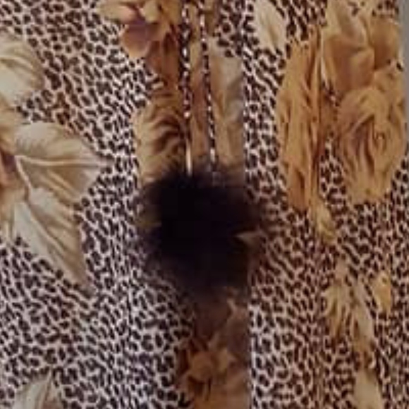 1X Night Gown Sheer Leopard Print w/FancyFur Balls - Picture 6 of 6